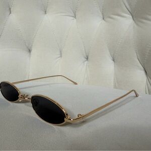 Tiny Oval Black With Gold Frame Sunglasses